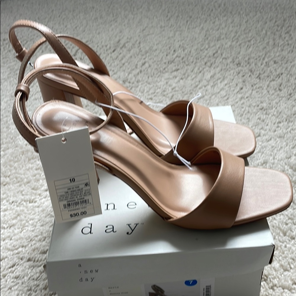 A New Day Tan Block Heel Sandals